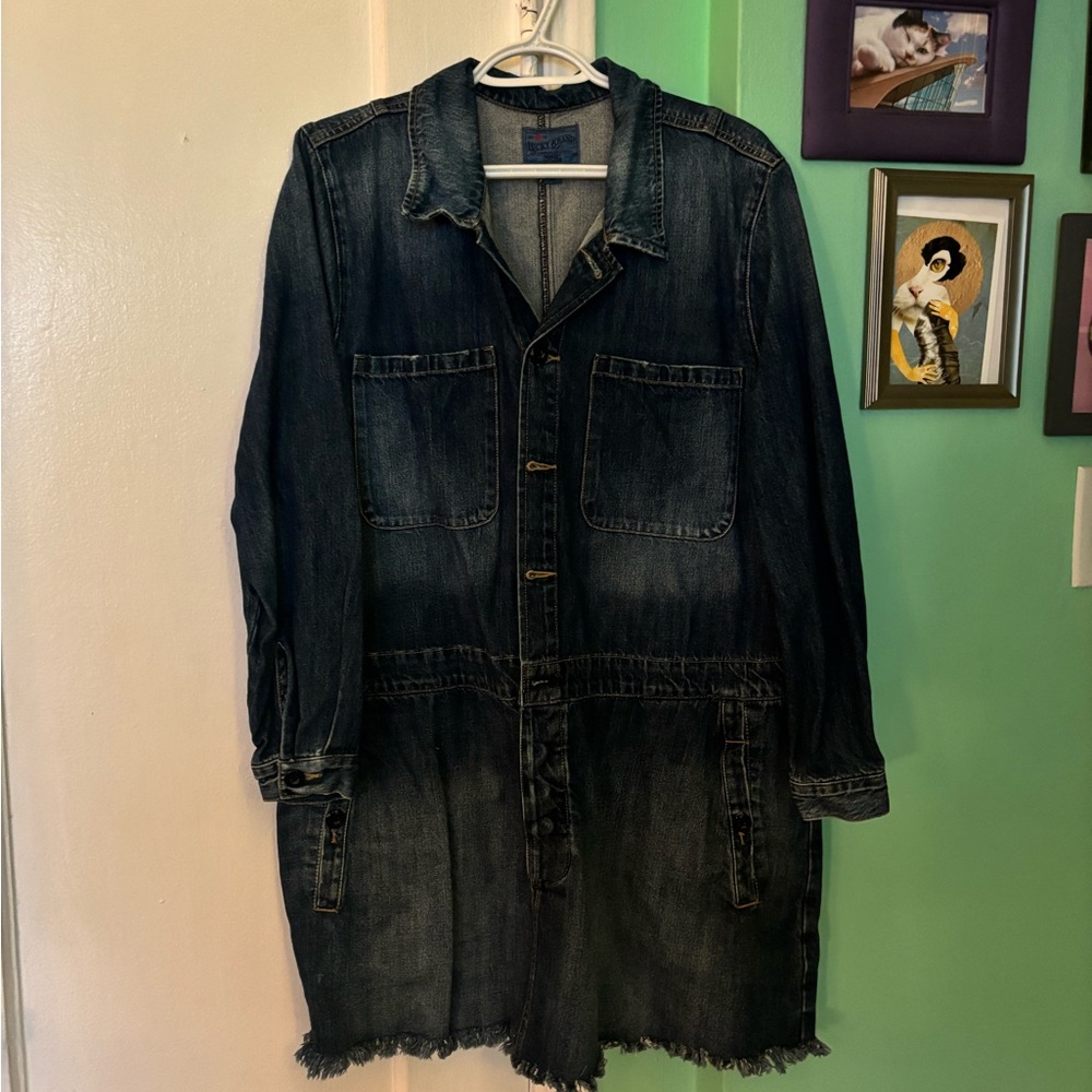 Lucky Brand Dark Blue Denim Dress with Frayed Hem
